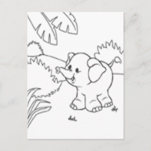 Color Me Post Card - Elephant Postkarte (Vorderseite)