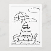 Color Me Sand Castle am Strand | Aktivitätskarten Postkarte (Vorderseite)