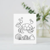 Color Me Sea Turtle | Kinder-Aktivitätskarten Postkarte (Stehend Vorderseite)