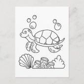 Color Me Sea Turtle | Kinder-Aktivitätskarten Postkarte (Vorderseite)