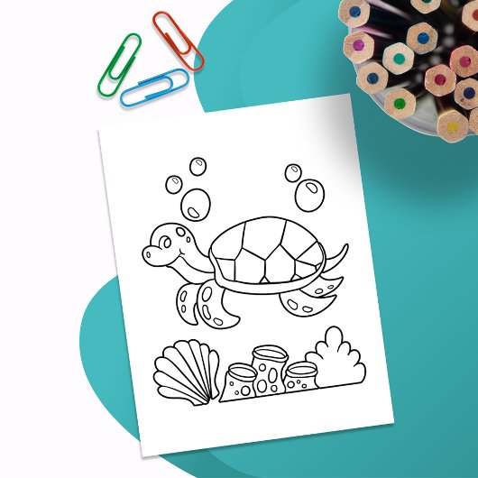 Color Me Sea Turtle | Kinder-Aktivitätskarten Postkarte