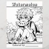 Color-Me-Seite | Anime Boy aß Watermelon Flyer (Vorne)