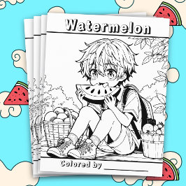Color-Me-Seite | Anime Boy aß Watermelon Flyer