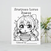 Color-Me-Seite | Anime Girl Eating Ramen (Stehend Vorderseite)
