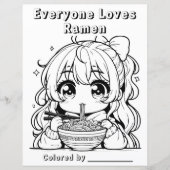 Color-Me-Seite | Anime Girl Eating Ramen (Vorderseite)