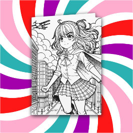Color-Me-Seite | Anime Superhero Girl Birthday Karte