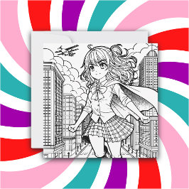 Color-Me-Seite | Anime Superhero Girl Karte
