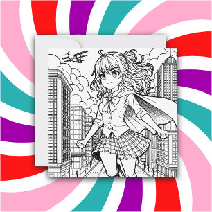 Color-Me-Seite   Anime Superhero Girl Karte