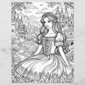 Color-Me-Seite | Hübsche Prinzessin und Schloss Flyer (Vorne)