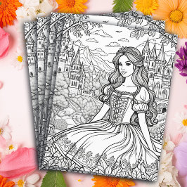 Color-Me-Seite | Hübsche Prinzessin und Schloss Flyer