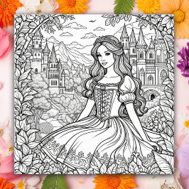 Color-Me-Seite | Hübsche Prinzessin und Schloss Poster