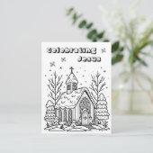 Color-Me-Seite | Weihnachtskirche Postkarte (Stehend Vorderseite)