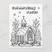 Color-Me-Seite | Weihnachtskirche Postkarte (Vorderseite)