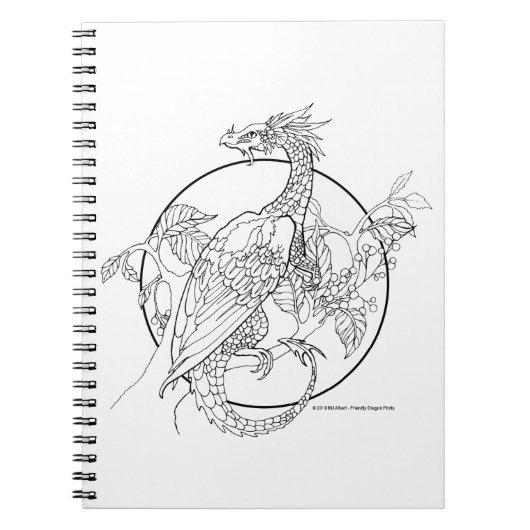 COLOR ME Spiral Notebook Fantasy Bird Dragon Notizblock (Vorderseite)