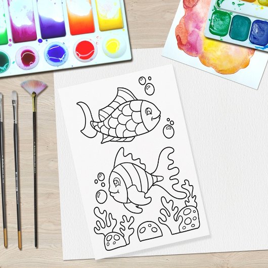 Color Me Two Fish | Kinder-Aktivitätskarten Postkarte
