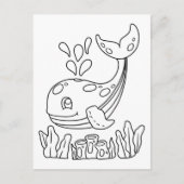Color Me Whale | Kinder-Aktivitätskarten Postkarte (Vorderseite)