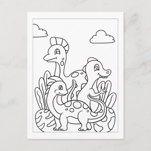 Color Me Young Dinosaurier | Aktivitätskarten Postkarte (Vorderseite)