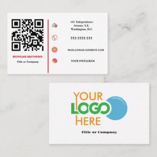 Color Minimalistisches Berufliches Firmenlogo QR C Visitenkarte