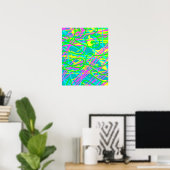 Color My Dreams Scribble Muster Ausdrucksstarke Kü Poster (Heimbüro)