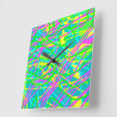 Color My Dreams Scribble Muster Ausdrucksstarke Kü Quadratische Wanduhr (Winkel)