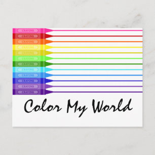 Color My World Rainbow Crayons Postkarte