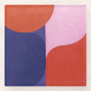 "Color Negotiation" Farbenfrohe Abstrakte Kunst Glasuntersetzer
