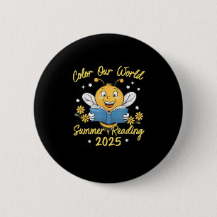 Color our World Summer Reading Program 2025 Biene Button