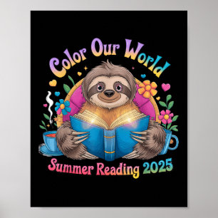 Color Our World Summer Reading Program 2025 Funny Poster