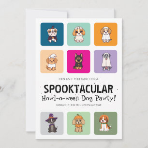Color Pop Modernes Howl O Weg Hund Halloween-Party Einladung