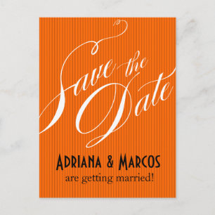 Color Pop Pinstripe Save the Date   Orange Ankündigungspostkarte