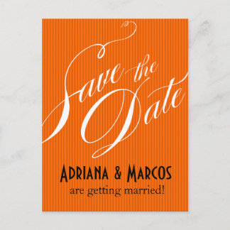 Color Pop Pinstripe Save the Date | Orange Ankündigungspostkarte