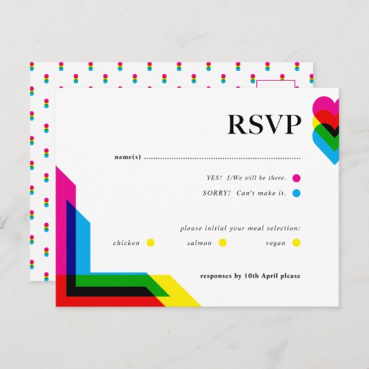 Color Pop Wedding RSVP-Karte RSVP Karte (Vorne/Hinten)