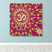 Color Rays Gold Om Sign Psychedelic Leinwand (Insitu (Holzboden))