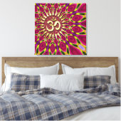 Color Rays Gold Om Sign Psychedelic Leinwand (Insitu (Schlafzimmer))