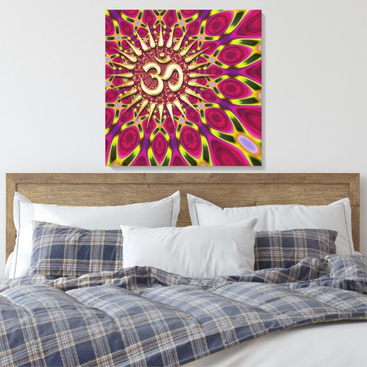 Color Rays Gold Om Sign Psychedelic Leinwand (Insitu (Schlafzimmer))