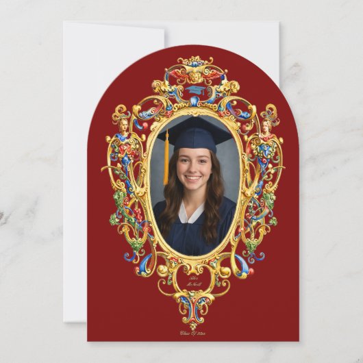 Color Rococo Cartouche Photo Template Graduation Einladung (Vorderseite)