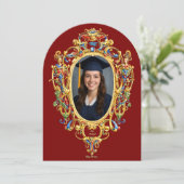Color Rococo Cartouche Photo Template Graduation Einladung (Stehend Vorderseite)