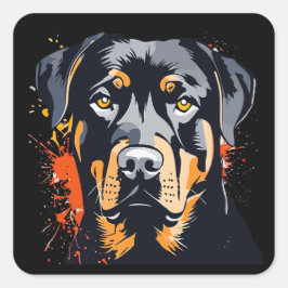 Color Rottweiler Dog Face Quadratischer Aufkleber