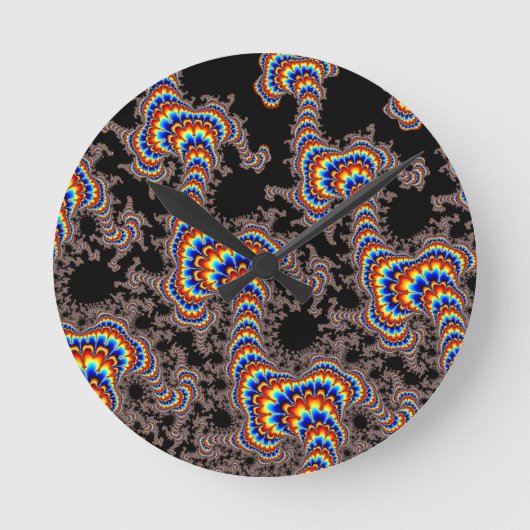 Color Run - Fractal Art Runde Wanduhr (Vorderseite)