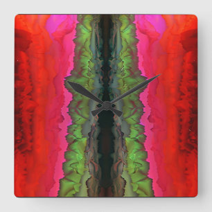 "Color Serenade" Farbenfrohe Abstrakte Kunst Quadratische Wanduhr