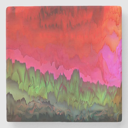 "Color Serenade" Farbenfrohe Abstrakte Kunst Steinuntersetzer (Vorderseite)