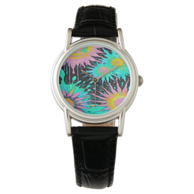 Color Splash Abstract Art Armbanduhr (Vorderseite)