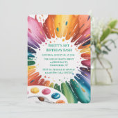 Color Splash Art Birthday Bash Einladung (Stehend Vorderseite)