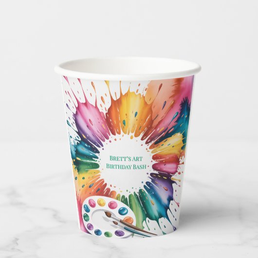 Color Splash Art Birthday Bash Pappbecher (Vorderseite)