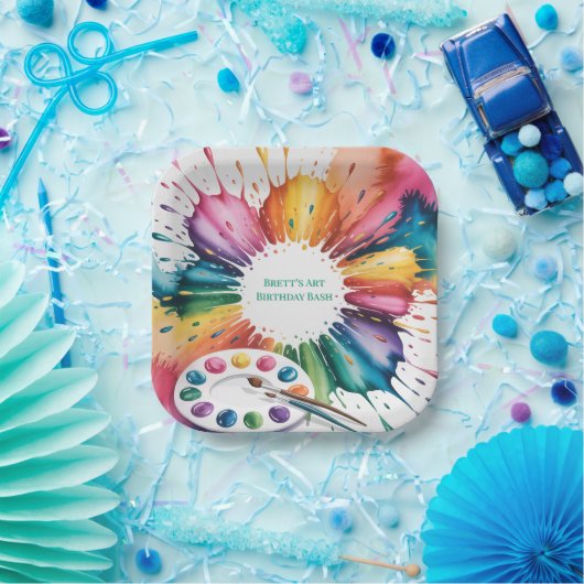 Color Splash Art Birthday Bash Pappteller (Party)