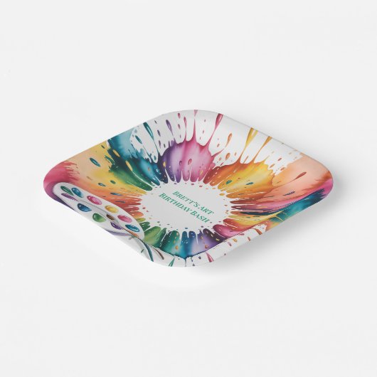 Color Splash Art Birthday Bash Pappteller (Gewinkelt)