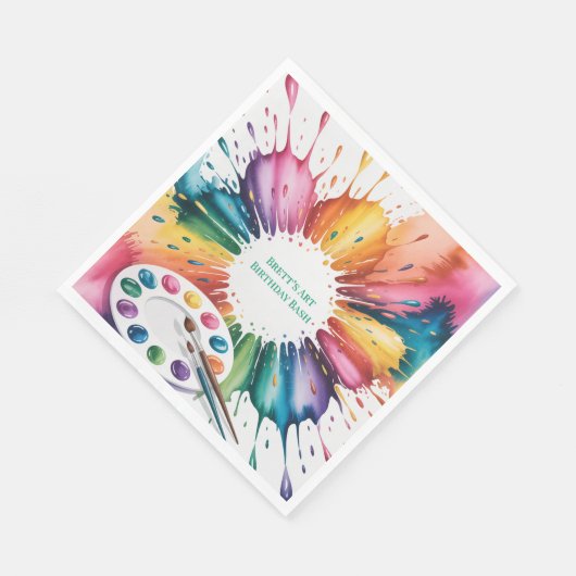 Color Splash Art Birthday Bash Serviette (Ecke)