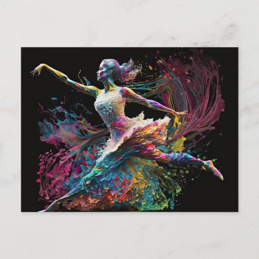 Color Splash Ballerina Postkarte (Vorderseite)