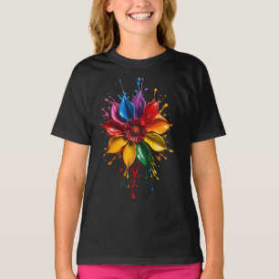 Color Splash Flower T-Shirt Lebendige Florale Ku