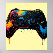 Color Splash Game Controller Sticker Poster (Vorne)